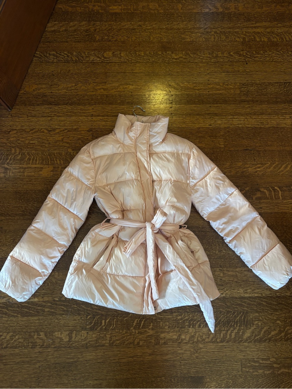 Lovers + Friends Blush Pink Belted Puffer Jacket